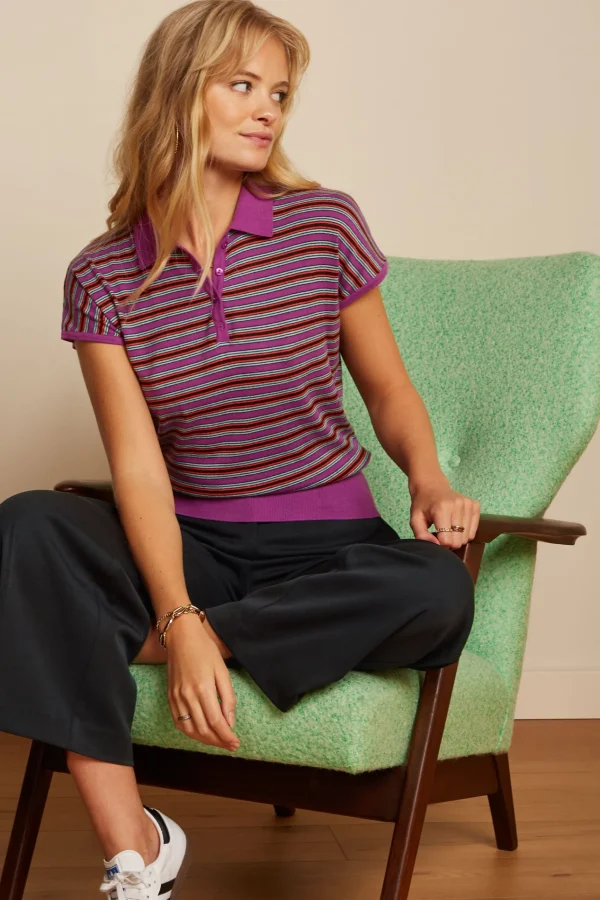 DAMES King Louie Ann Polo Top Bee Stripe