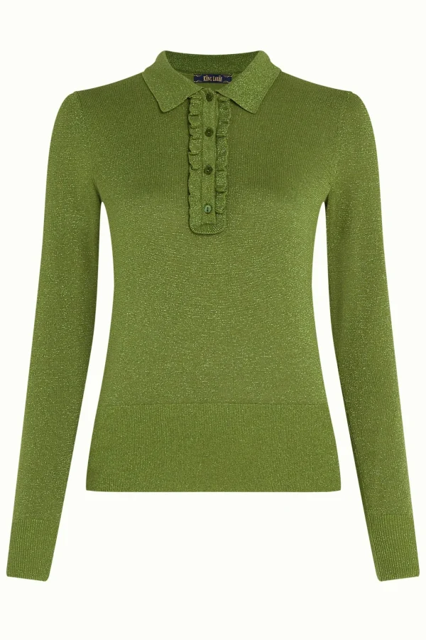 DAMES King Louie Polo Rufffle Top Lapis