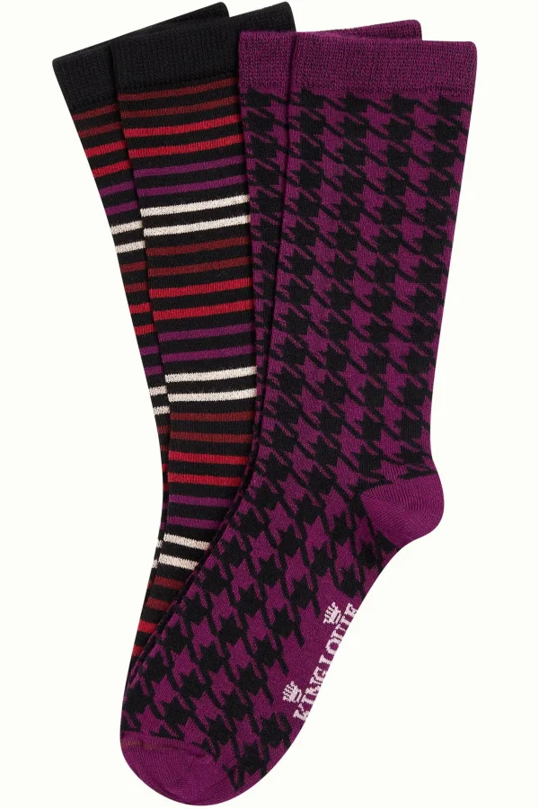 DAMES King Louie Socks 2-Pack Pied-de-Poule